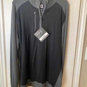 FootJoy Tech Sweater Windproof 1/4 Zip Golf Pullover Black/Heather Charcoal